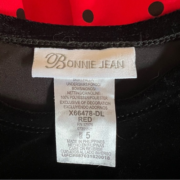 Bonnie Jean Christmas Holiday Dress Red Black Drop Waist Girls Dress Size 5 - Picture 4 of 6